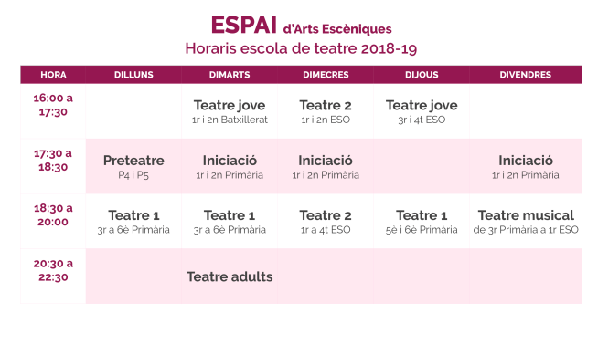Quadre horaris 2018-19